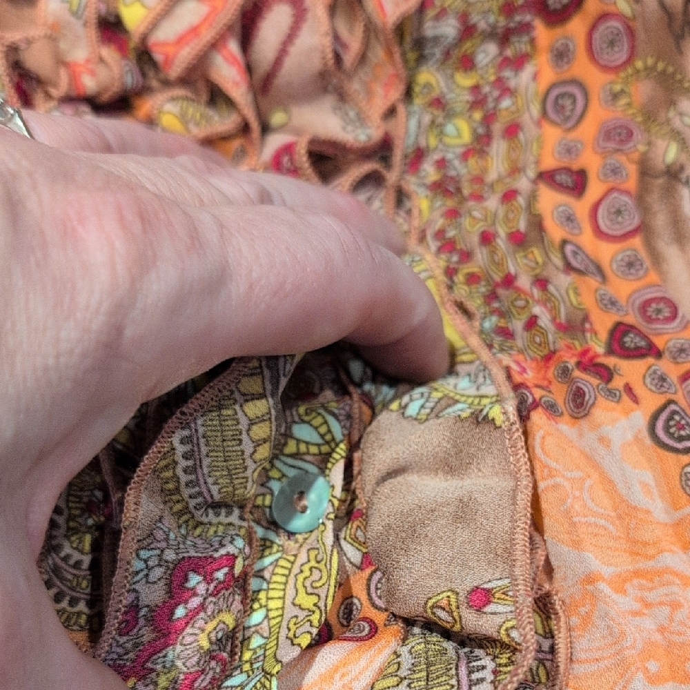Paisley Ruffle Blouse - Pink and Brown - Picture 3 of 7